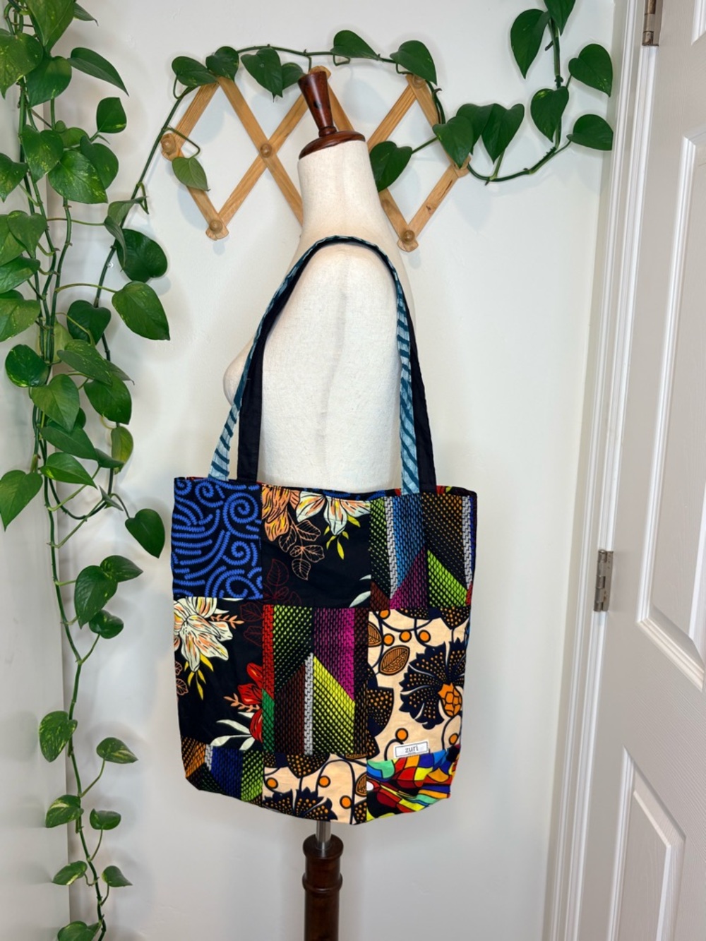 ZURI Authentic Kenya Handmade Patchwork Tote Bag